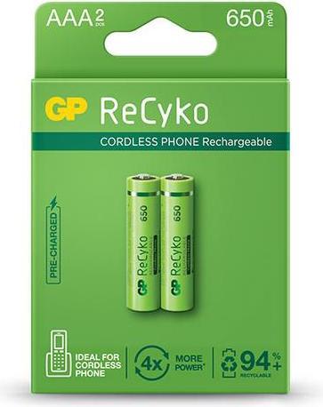 Actual product image GP Batteries Rechar. Batteries 650mah AAA Recyko 2pc (2 pcs., AAA, 650 mAh)