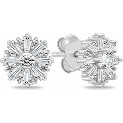Brilio, Ohrringe, Silver - Silver flower earrings with pearl EA1082WR