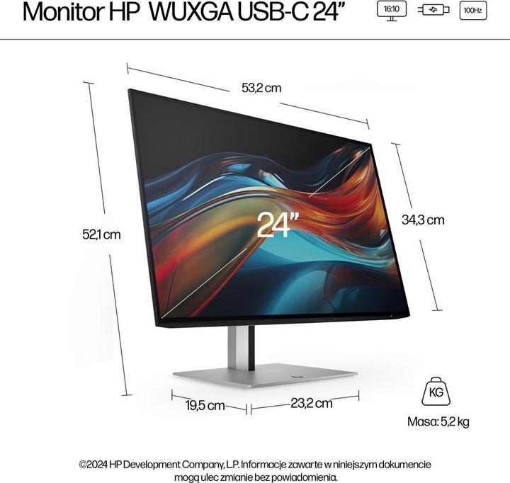 Actual product image HP Series 7 Pro 724pu Docking Display (1920 x 1200 pixels, 24")