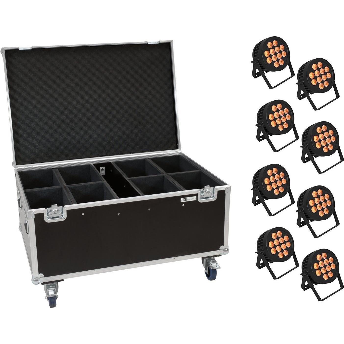 Eurolite Set 8x LED IP PAR 12x9W SCL Spot + Case mit Rollen, Licht Set
