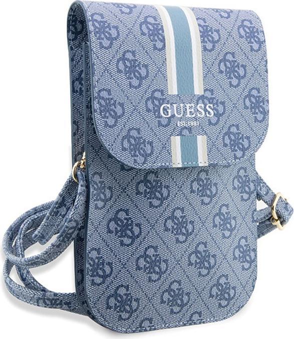 Actual product image Guess PU 4G Printed Stripes Phone Bag - blue