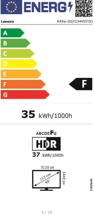 Energy Label Lenovo Legion R45w-30 (5120 x 1440 pixels, 44.50")