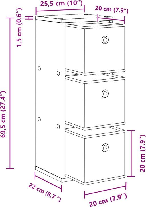 Image du produit vidaXL Sideboard (25.50 x 22 x 69.50 cm)