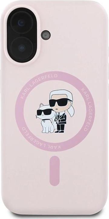 Immagine prodotto Karl Lagerfeld KLHMP16MSCMKCRHP iPhone 16 Plus różowy/pink HC MagSafe Silicone KC Heads Ring (Apple iPhone 16 Plus)