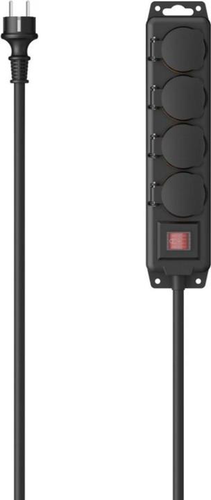 Hama Steckdosenleiste, 4-fach, für aussen IP44, Schalter, Wandmontage, 4 m, Schw. (4x, 4 m)