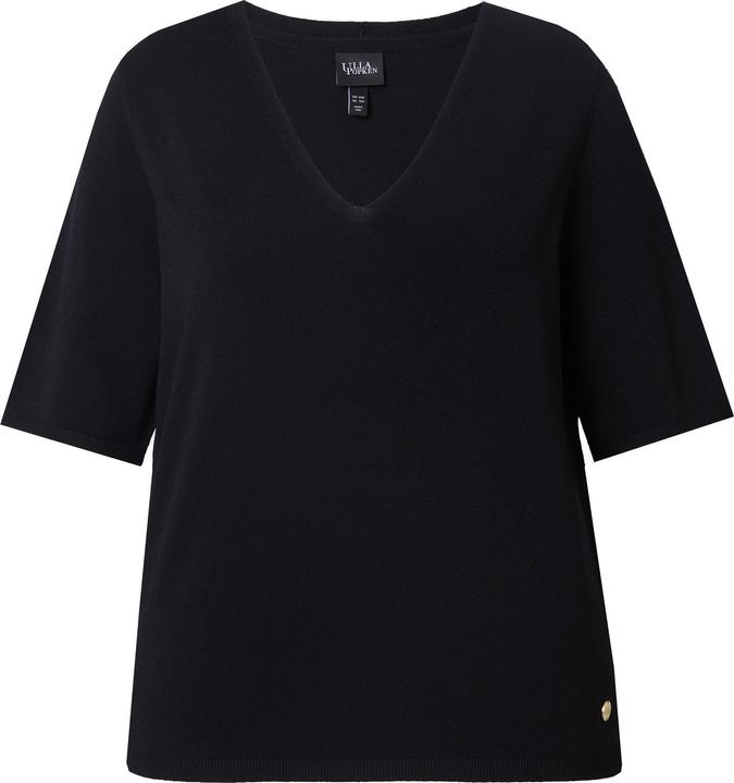 Produktbild Ulla Popken Pullover, elastischer Saum, V-Ausschnitt, Halbarm (58)