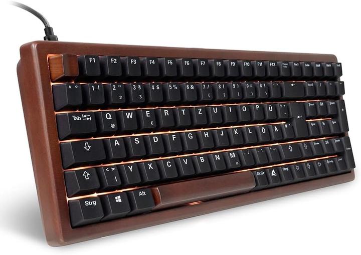 Productafbeelding Sharkoon SKILLER SGK50 S2 Wood PBT (holz/schwarz, DE-Layout, Gateron G Pro 3.0 Yellow) (DE, Bedraad)