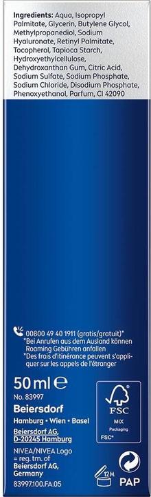 Nutritional values and ingredients NIVEA MEN Anti-Age Hyaluron Hydro Gesichtsgel (50 ml, Face gel)