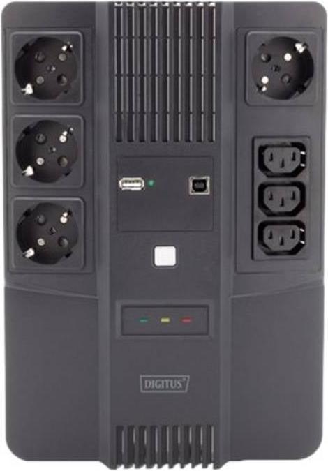 Actual product image Digitus All-in-One UPS, 600VA/360W, LED x1, 4x CEE 7/7,3x IEC C13, USB (600 VA, 360 W)