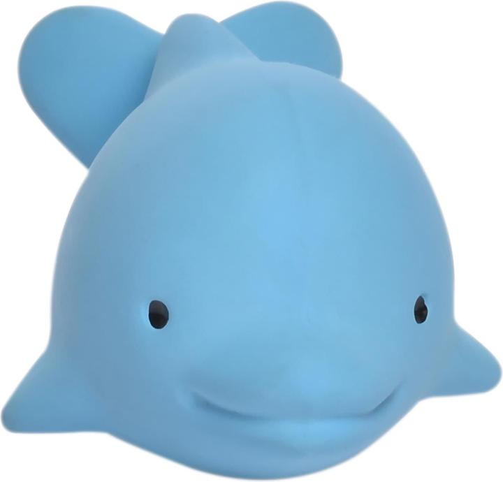 Actual product image Tikiri DAM : MIJN EERSTE OCEAANDIERTJE / DOLFIJN 6cm, in natuurlijk rubber, met belletje, met hangkaa