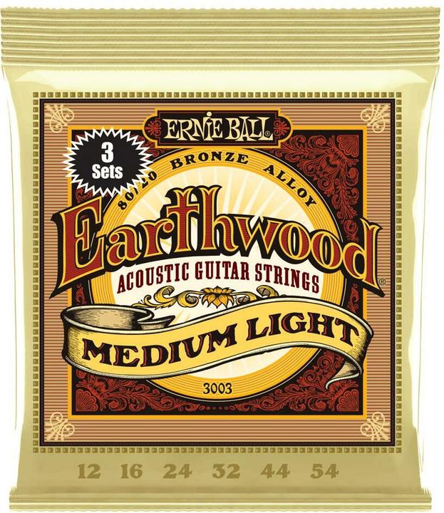 Ernie Ball Gitarrensaiten 3003 Earthwood Bronze 3er-Pack – ML 12-54 (6 x, 0.05")