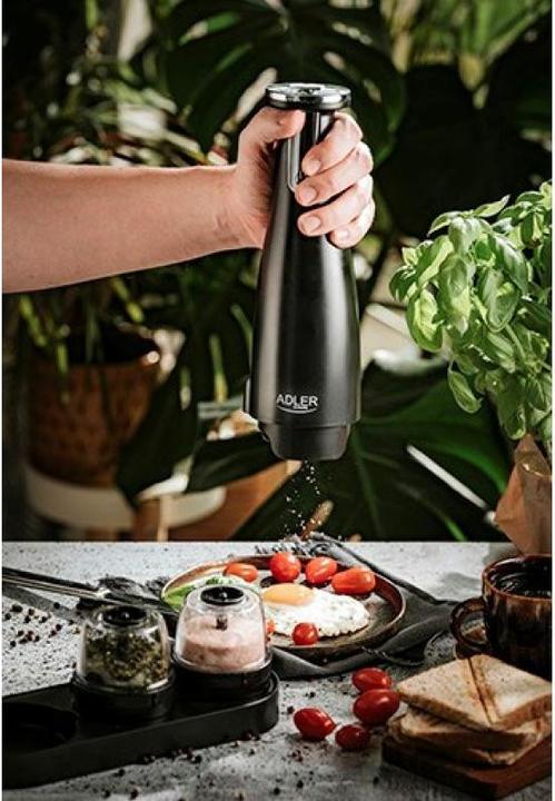 Productafbeelding Adler Elektrische zout- en pepermolen AD 4449b 7 W, Behuizing ABS-kunststof, Lithium, Matzwart (Peper, Zout)
