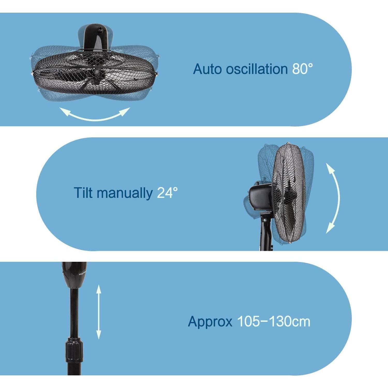 Thumbnail - Aigostar Standventilator, 3-Gang, 50W, Ventilator, Schwarz