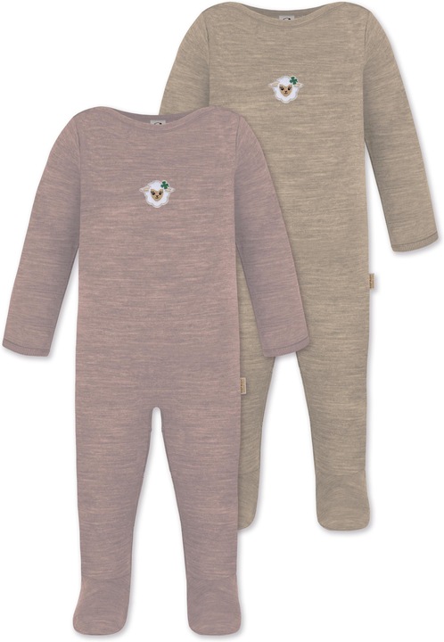 Normani 2er Pack MERINO Baby Merino Strampler „Levin" - 9413