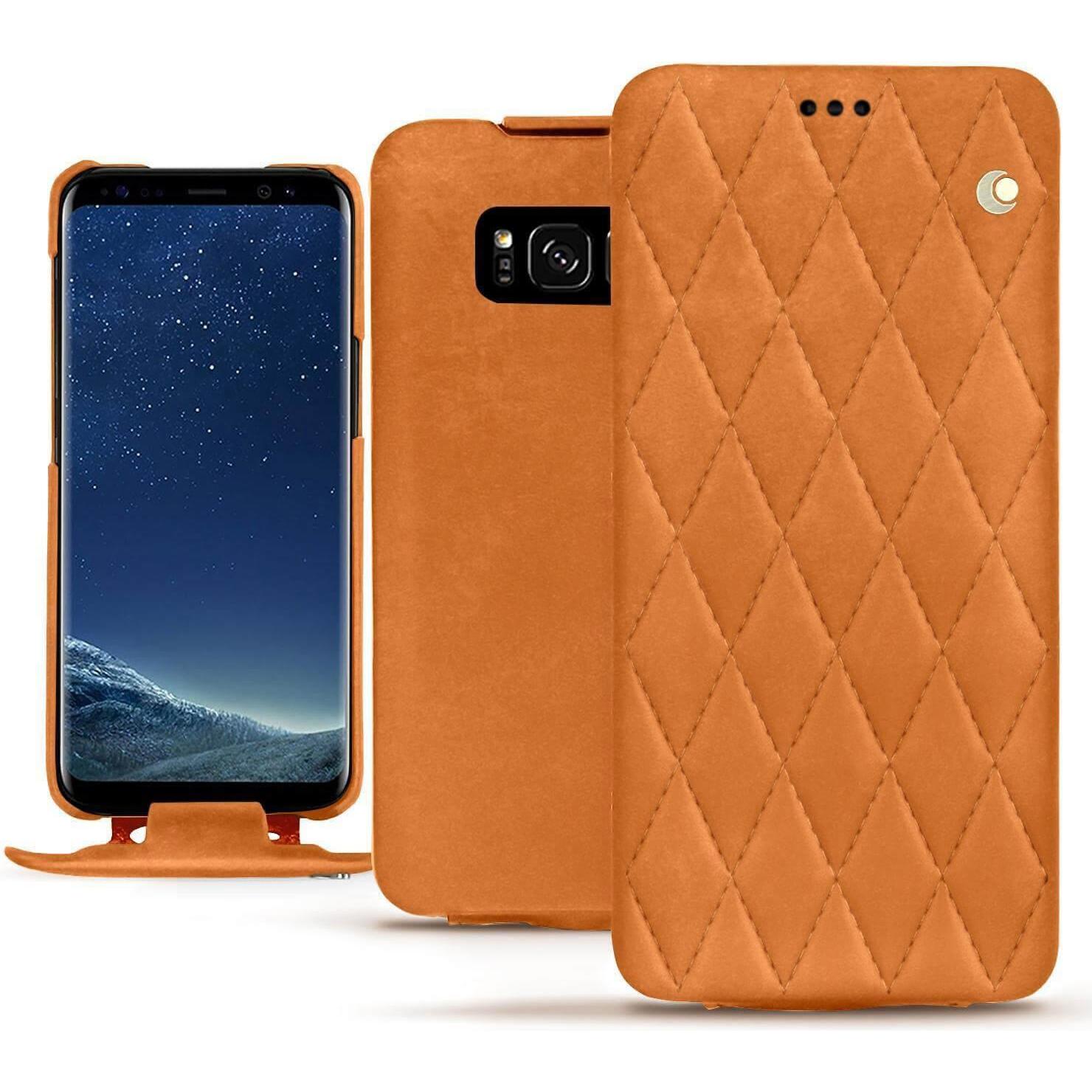 Noreve Lederschutzhülle vertikal (Samsung Galaxy S8+), Smartphone Hülle, Orange
