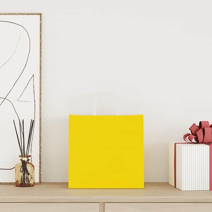 Produktbild VidaXL Kraftpapiertüten 50 Stk. mit Henkel Gelb 26x17x25 cm Papiertüte (Geschenktüte, 50 x)