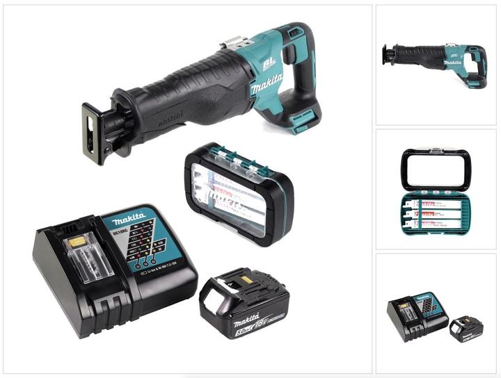 Transportation box, 1 battery, Saw blades, Charging station