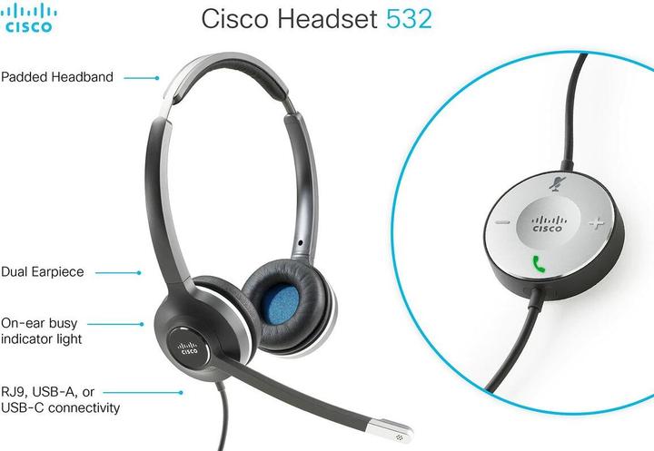 Produktbild Cisco HEADSET 532 WIRED DUAL (Kabelgebunden, Cisco)