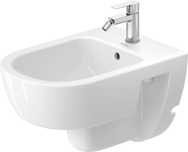Duravit D-Code wall-mounted bidet, with tap hole, with overflow, 370x540x340mm, white high gloss