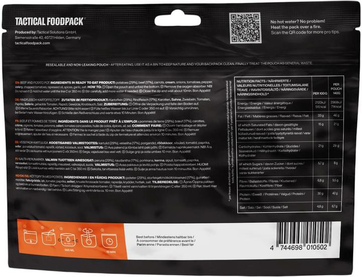 Actual product image Tactical Foodpack Beef and Potato Pot (140 g)