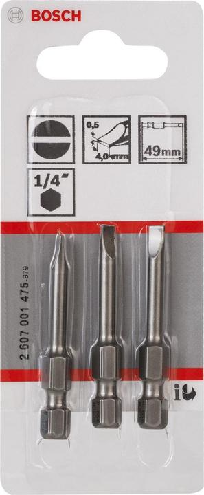 Produktbild Bosch Professional Zubehör Schrauberbit Extra-Hart S 0,5 x 4,0, 49 mm, 3er-Pack (Schraubschlitz)