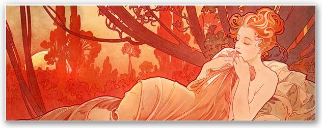 Produktbild Trenddeko Mucha - Abenddämmerung - Panorama (40 x 100 cm)