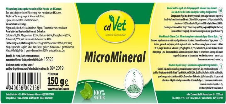 Produktbild cdVet Hunde-Nahrungsergänzung MicroMineral, Hund & Katze, 150 g (Senior, Adult, Junior, 1 Stk., 150 g)