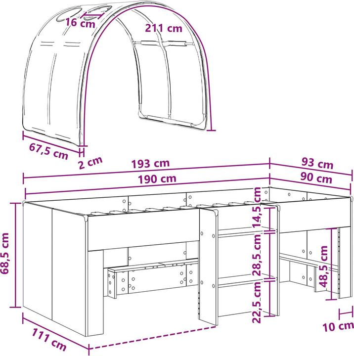 Produktbild vidaXL Moderner Bettrahmen (90 x 190 cm)