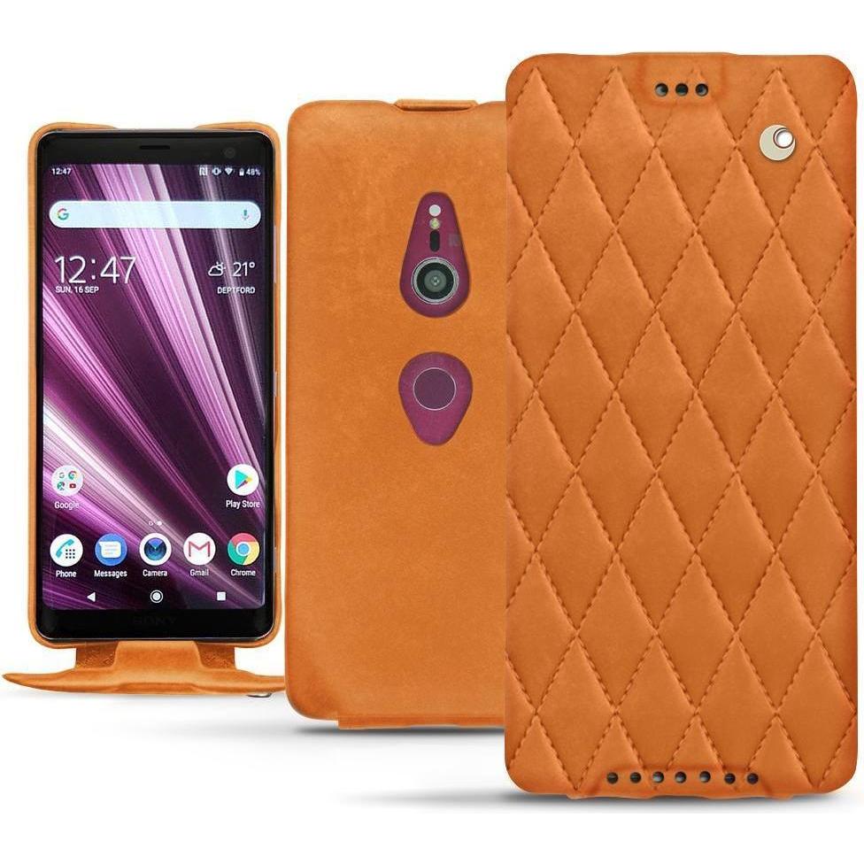 Noreve Lederschutzhülle vertikal (Sony Xperia XZ3), Smartphone Hülle, Orange