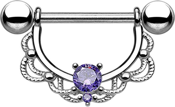 Immagine prodotto Star Piercing Barbell Halbkranz silber mit Kristall tanzanite (senza ottone, Acciaio chirurgico 316L)