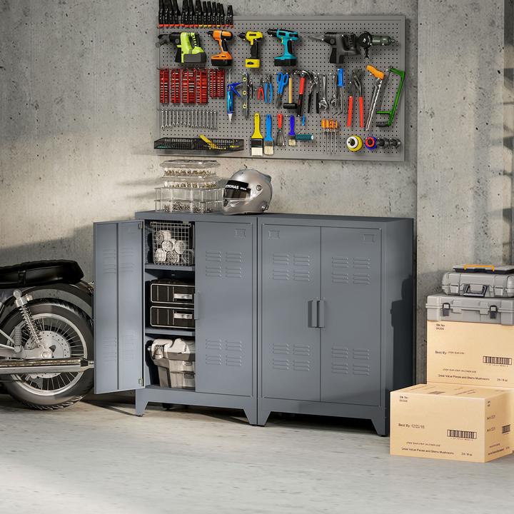 Produktbild Homcom Aufbewahrungsschrank Metall Grau (33 x 75 x 110 cm)
