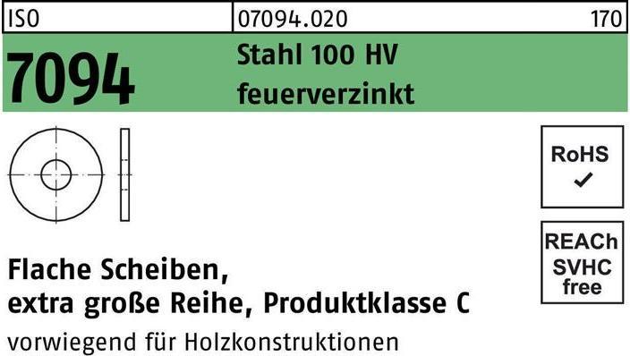 Produktbild Unterlegscheibe ISO 7094 16 Stahl 100 HV feuerverzinkt