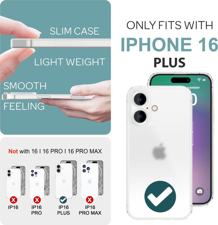Immagine prodotto Nalia Custodia rigida estremamente sottile da 0,3 mm opaca (Apple iPhone 16 Plus)
