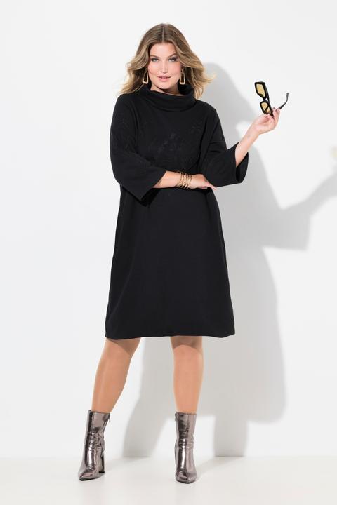 Produktbild Miamoda Sweatkleid, A-Linie, Blüten-Stickerei, Stehkragen (44)
