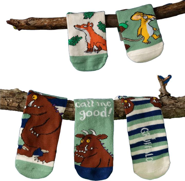 Actual product image The Gruffalo Childrens/Kids Character Socks (Pack of 5) (5-pack, 27 - 31)