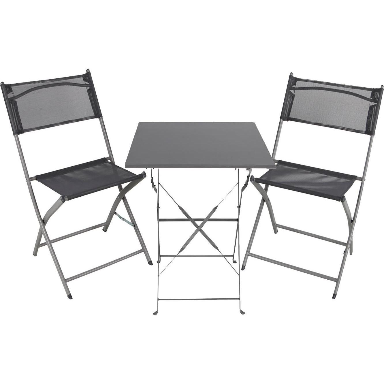 Mojawo, Gartentisch + Balkontisch, 3tlg Bistroset Gartenmöbelset Outdoormöbel Balkon Anthrazit klappbar (60 cm)
