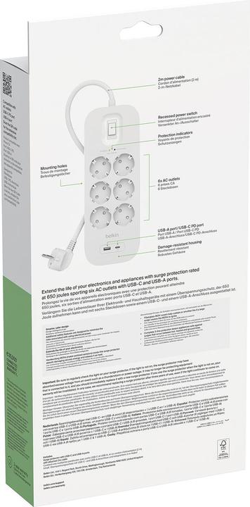 Image du produit Belkin Protection contre les surtensions Surgemaster (6 x, CEE 7/3, 2 m)
