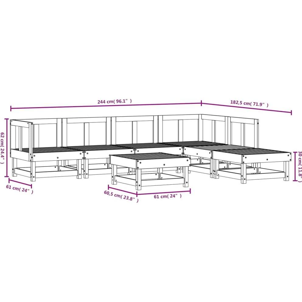 Thumbnail - VidaXL, Gartenlounge, 7-tlg. Garten-Lounge-Set Kiefernholz Imprägniert,Material