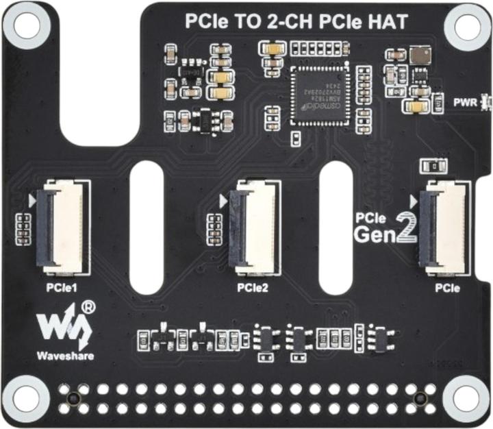 Produktbild WaveShare PCIe auf 2-CH PCIe HAT Adapter für Raspberry Pi 5