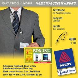 Thumbnail - Avery, Informationsschild, Textilband mit Aufrollmechanismus