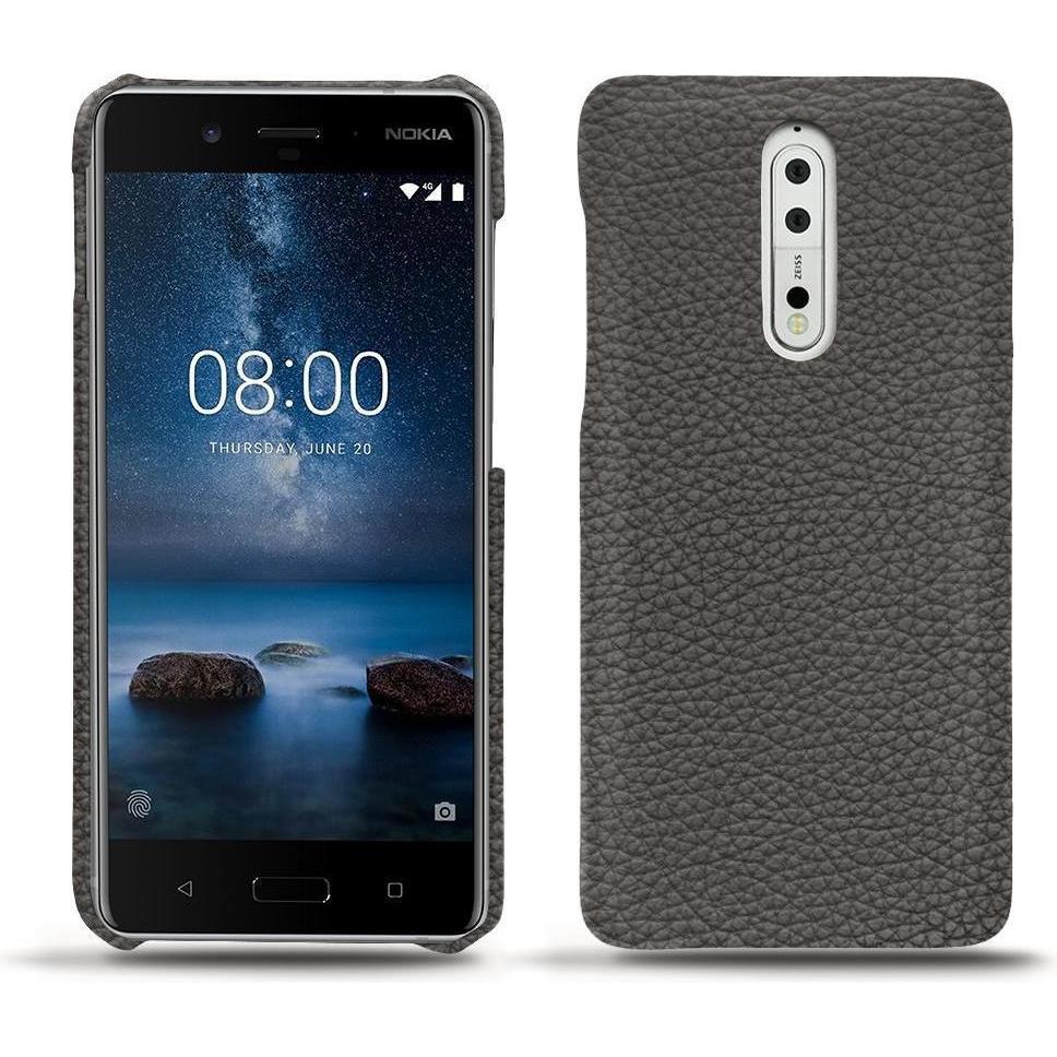 Noreve Lederschutzhülle (Nokia 8), Smartphone Hülle, Grau