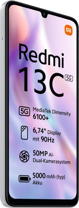 Productafbeelding Xiaomi Redmi 13C 5G (128 GB, Sterrenzilver, 6.74", Dubbele SIM, 5G)