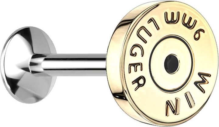 Immagine prodotto Star Piercing Micro UFO Labret filetto femmina placcato oro con sfera a cartuccia (Ottone, Acciaio chirurgico 316L)