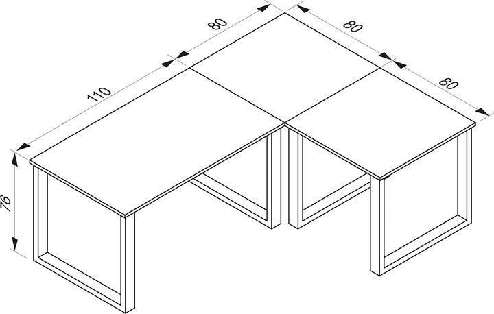 Image du produit VCM Mobilier de bureau Bureau d'angle Lona profondeur 80 cm U Alu noir (190 x 160 x 80 cm)