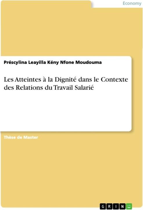 Actual product image Nfone Moudouma:Les Atteintes á la Digni (French, Préscylina Leayilla Kény Nfone Moudouma, 2018)