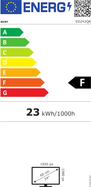 Label énergétique Acer Ed242qr (1920 x 1080 pixels, 23.60")