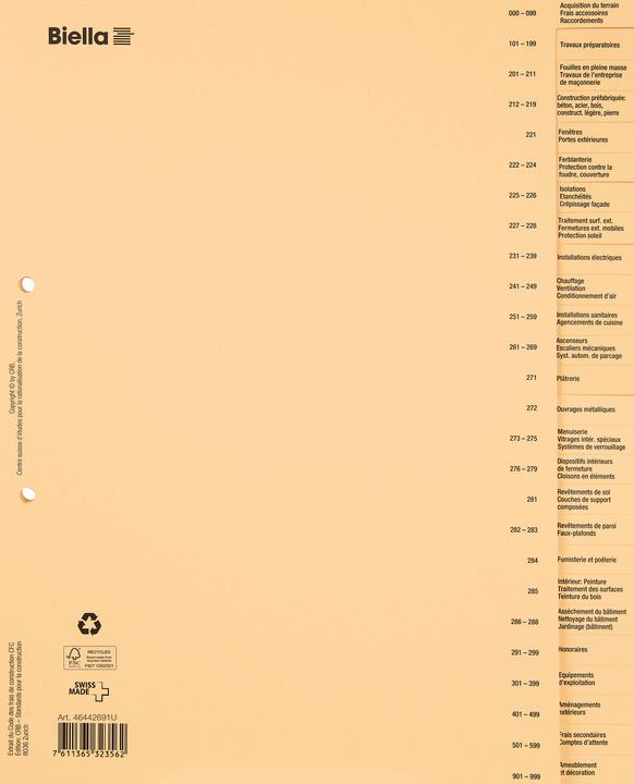 Produktbild Biella Bauabrechnungsregister, französisch
