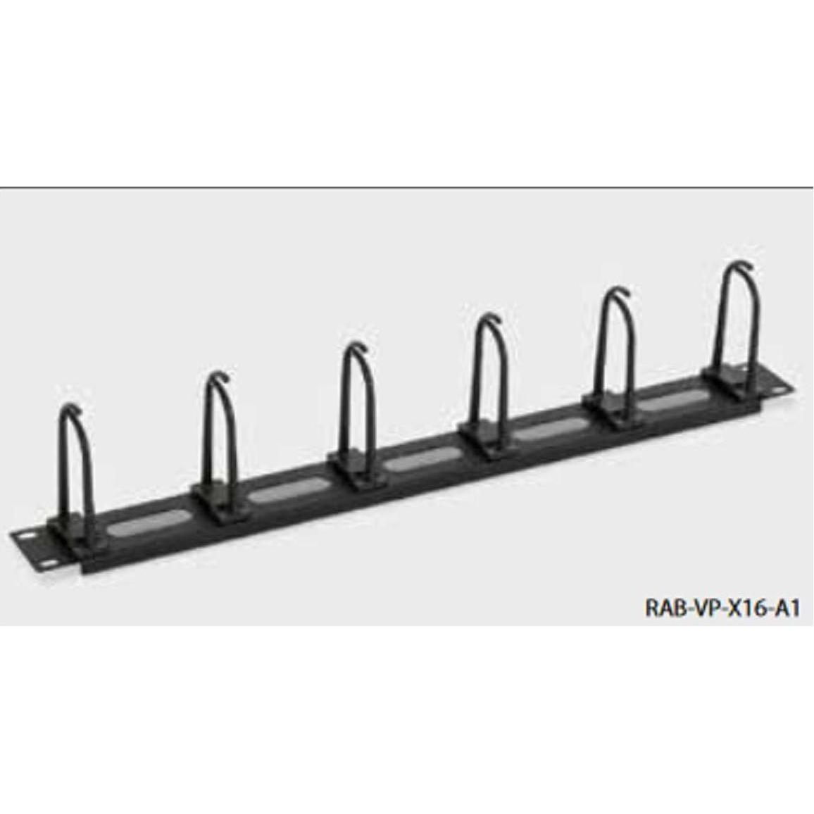 Triton 19" Kabelführungsleiste 1HE mit Durchführungsöffnungen, 5x Kunststoffbügel 40x80, Accessori per armadio rack, Nero