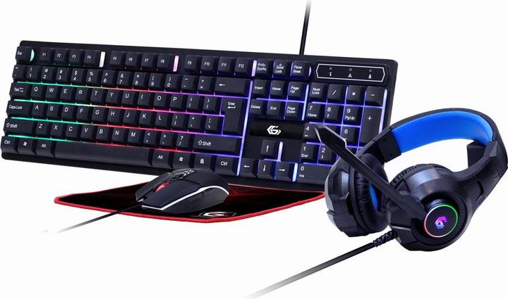 Gembird Gaming SetinchGhostinch with 4in1 backlight keyboard mouse pad GGS-UMGL4-02 (US, Kabelgebunden)