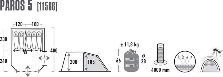 Produktbild High Peak Paros 5 (Tunnelzelt, 11.70 kg, 5 Personen)